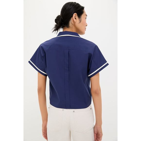 TUCKERNUCK Navy and White Trimmed Connor Blouse Size XS NWT - Picture 2 of 8